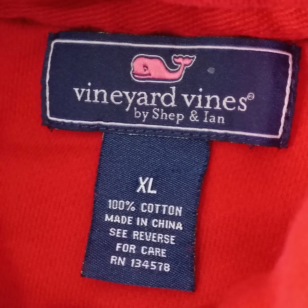 Vineyard Vines Mens XL Red Shep Shirt Quarter Zip Pullover Cotton 6K0483 Martha